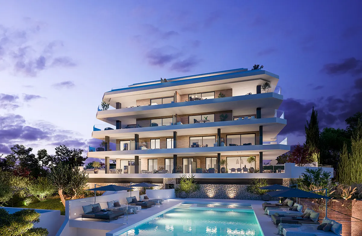 Building at dusk