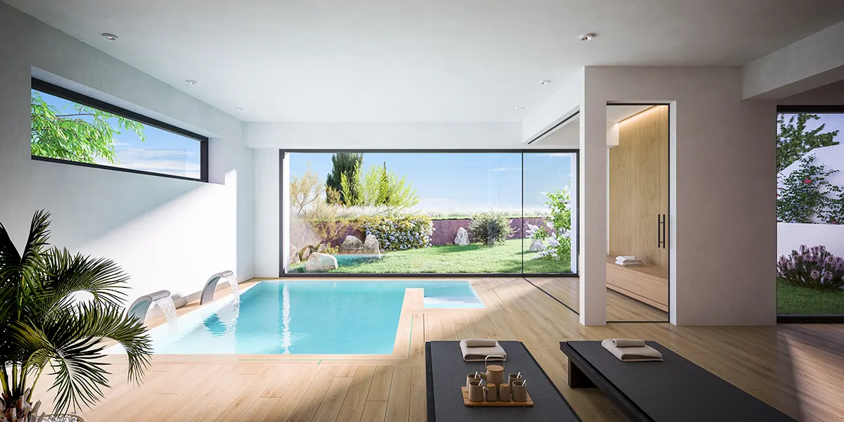 Indoor spa with heated pool